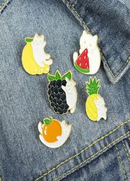 cartoon fruit cat Enamel Brooches Pin for Women Fashion Dress Coat Shirt Demin Metal Funny Brooch Pins Badges Promotion Gift3690330