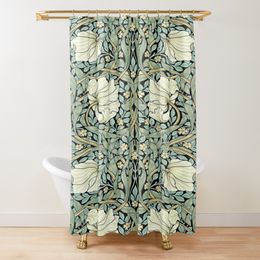 William Morris Shower Curtain,Green Set for Bathroom Heavy Weight Fabric Decorative Bath Washable