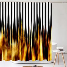 Shower Curtains Black White Stripe Flame Print Bathroom Curtain With Hooks Decor Art 3d Bath Creative Personality