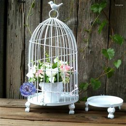 Decorative Plates Iron Bird Cage European Desk Flower Rack Pot Decoration