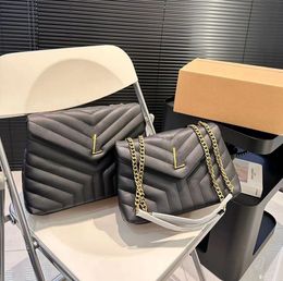 최고 고급스러운 패션 메신저 가방 Loulou 여성 디자이너 검은 가죽 대용량 체인 어깨 가방 퀼트 핸드백 지갑 쇼핑 지갑