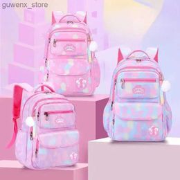 Backpacks Primary school girls backpack gradient color 1-3 to 6th grade childrens backpack large capacity childrens Lucksack Y240411