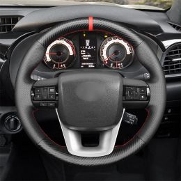 Car Steering Wheel Cover For Toyota Hilux Fortuner Hand Stitch Suede Diy Wrap Special Accessories Can Be Personal Customised