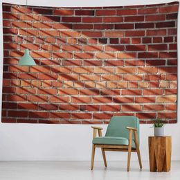 3D Colored Stone Brick Wall Tapestries Retro tapestry Light Illumination Wall Art Print tapestry Bohemian Home Decoration Wall Hanging R0411