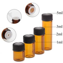 Jars 100pcs High Quality 1ml/2ml/3ml/5ml Dram Amber Glass Essential Oil Bottle Small Brown Perfume Glass Vials Sample Test Bottle