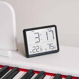 Ultra Thin Electronic Wall Clock Digital Clocks Wall Mounted LCD Disply Multifunctional Temperature and Humidity Alarm Clock