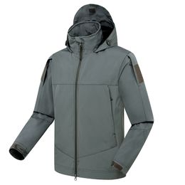 Men's Tactical Jacket Military Waterproof Multipocket Trench Coat Windproof Wearresistant Softshell Jacket Sharkskin Hooded Tops