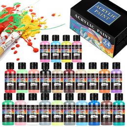 24 Colour Acrylic Paint Colours Bottled Acrylic Paint Set Paint For Fabric Clothing Painting Rich For Leather DIY Pigment