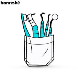Hanreshe New Dental Dentist Tools Enamel Brooch Pin Creative Lapel Backpack Hat Medical Badge Jewelry for Doctor Nurse Gifts