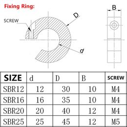 Fixed ring large opening type for SBR12/16/20/25mm Stop Collar positioner Aluminium Alloy CNC 3D Parts Fixed Linear Rail Bearing