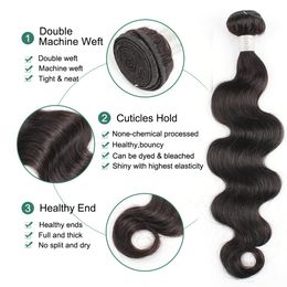 Gemlong Body Wave Bundles Human Hair Weave Bundles Brazilian Weave Extensions 1/3/4 PCS Remy Hair Body Wave Extensions 8-30 Inch