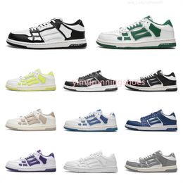 Designer Skel Top Low Men Women Shoes Bones Hi Leather Sneakers Luxury Skeleton Blue Red White Black Green Grey Pink couple casual Mens Womens shoes k1