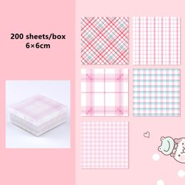 ins style plaid cute sticky note plastic boxed non-adhesive hand account paper Kids message stickers student sticky notes gifts