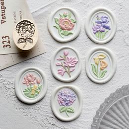 3D Embossed Wax Seal Stamp Flowers/Hydrangeas/Calla Lilies Sealing Stamp Head For Cards Envelopes Wedding Invitations Gift