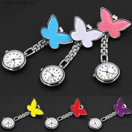 Pocket Watches The elegant and bright butterfly shaped pocket nurse is clipped onto the medical pocket needle and pocket hanging brooch Y240410