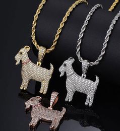 14K Gold Plated Zirconia GOAT Pendant Bling Pendant Necklace Iced Gold Silver Rosegold HipHop Jewellery Mens Women Gifts5088430