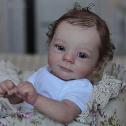 19inch Already Painted Finished Reborn Baby Doll Felicia Same as Picture Lifelike Soft Touch 3D Skin Hand-Root Hair Visible