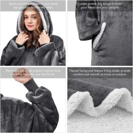 2023 Blanket with Sleeves Women Oversized Winter Hoodie Fleece Warm Hoodies Sweatshirts TV Blanket Women Hoody Robe Couple Men