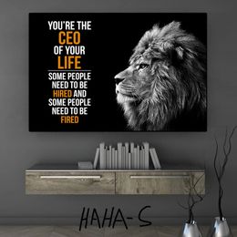 Animal Motivate Motivational Inspirational Poster Canvas Printing Animal Motivational Wall Art Picture Office Meeting Room Decor