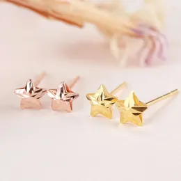 Stud Earrings Real 18k Gold Jewellery Pure AU750 For Women Romantic Five-Pointed Star Wedding Gift E0004