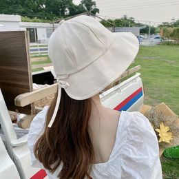 Berets Women Summer Bucket Hat Solid Colour Cotton Wide Brim Fisherman Hats For Girl Ladies Outdoor Casual Sun Protection Cap