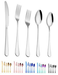 5 pcsset flatware sets 6 Colours dinner set flatware fork knife spoon teaspoon sets elegant cutlery kitchen accessories1428865