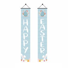 Easter Door Banner Rabbit Easter Egg DIY Wall Decal Festival Decorations For Home Ornaments Happy Easter Porch Flag Gift