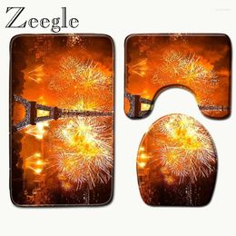 Bath Mats Zeegle Scenic Painting Microfiber Set Pedestal Rug Toilet Mat Lid Cover Anti-slip Absorbent Bathroom And Carpet