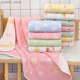 Decken wickelndes Baby Gaze Badetuch Neugeborene Jacquard Sechs Schicht Gaze Deckel Decke Sommer Baby Kindergartentuch Quilt Y240411