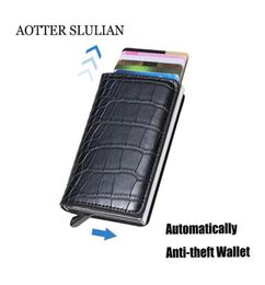 Wallets Rfid Smart Antitheft Unisex Holders Business ID Card Case Fashion Soft Leather Automatically Pops Up Purses3215967