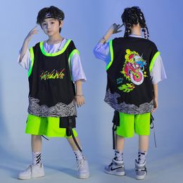 Teenage Hip Hop Clothing Oversize Tshirt Tops Streetwear Cargo Shorts For Girl Boy Jazz Dance wear Costume Kids Rave Clothes