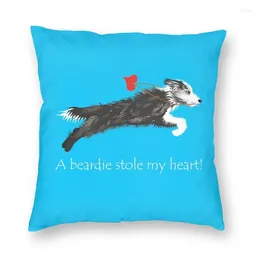 Pillow Bearded Border Collie Heart Cover 45x45cm Decoration Print Animal Pet Throw Case For Living Room Double-sided