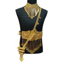 Turkish Coin Gold Plated Jewelry Belt Gold Ottoman Totem Tassel Chain Belt Women Necklace Shoulder Chain Muslim Sets Fashion