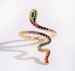 2020 Joyeria Mujer Stackable Rings Snake Rings for Women Gold Colour Clear Cz Punk Rock Ring Animal Jewellery Q07083744093