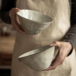 Bowls 5.5Inch Kitchen Vintage Kiln Rice Bowl Ceramic Unglazed Anti-Scalding Simple Household Soup Drinking
