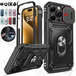 Slide Camera Case For iPhone 15 Pro Max 14 Plus 13 Pro 12 11 XS Max X 8 7 Heavy Duty Build in 360 Degree Rotate Kickstand Covers