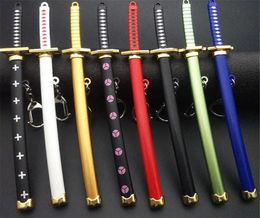 Eight Color Roronoa Zoro Sword Keychain Women Men Anime Knife Scabbard Sabre Snow Knife Key Chain Katana One Piece 15cm Q053 Y0903048499