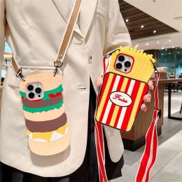 French Fries Hamburger Crossbody Phone Case for Samsung Galaxy A52 32 22 72 03S 51 71 42 S22 Ultra S23 S21 S20 Note 10 Lite Etui