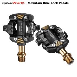 RACEWORK MTB Lock Pedals Mountain Bike Automatic Pedalen Clip Bicycle Paddle Spd Cleats Footrest Self-locking Bearings for M8000