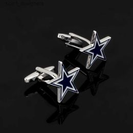 Cuff Links New Arrival High Quality Men Shirt Designer Enamel Cuff links Copper Materia Five-pointed Star Design CuffLinks Y240411