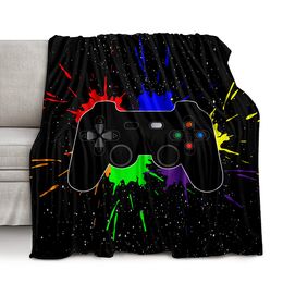 Flannel Gamepad Blanket Fluffy Throw Blankets for Kids Boy Gamer Plush Bedspread Super Soft Fleece Nap Shawl Home Sofa Bed Cover