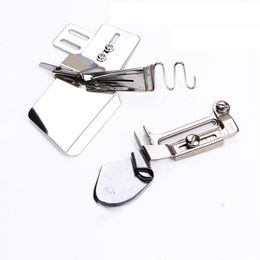 Flat Sewing Machine Hem Folder Binding Attachment Four Fold Clean Finish Pull Cylinder Lockstitch Industrial Presser Foot Tool