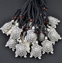 Jewellery whole 12pcsLOT men women039s yak bone carved lovely white Sea Turtles charms Pendants Necklaces Gifts MN3307077989