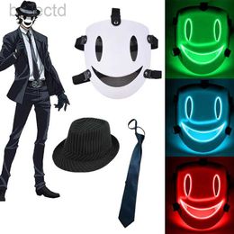 Anime Costumes Japanese Anime Cosplay Face Mask Neon High Rise Invasion Mask LED Glowing Mask Sky invasion Masquerade Cosplay Prop 240411