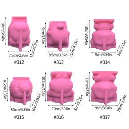 F19D Small Succulent Pots Silicone Mould Funny Unique Pen Holder Mould Cow Flower Pot Moulds for Indoor Plant Tool