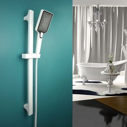 White Adjustable Shower Rod lifting Rod Extendable Wall Mounted Shower Horizontal Rod Column Bathroom Riser Sliding