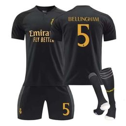 23-24 Real Madrid Home and Two Away Games Number 5 Bellingham Adult Childrens Football Jersey Set+socks