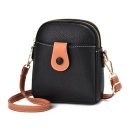 6 Colours Real Cowhide PU Leather Women's Luxury Handbag One Shoulder Mobile Phone Bag Girls Messenger Bag Mini CrossBodybag