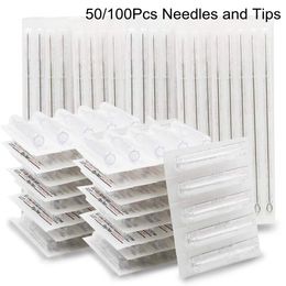 Tattoo Needles and Tips Set 200/100Pcs Disposable Sterile RT FT Nozzle Tips and RM RL M1 RS Steel Needles for Tattoo Machine Gun