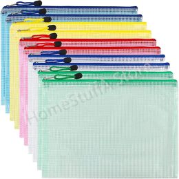 Waterproof Stationery Storage Folder File Mesh Zipper Pouch A4 A3 Pvc Document Bag Zip File Folders for School Office Supplies